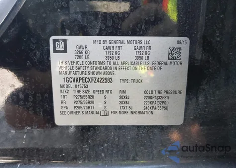 2015 Chevrolet Silverado 1500 Ls from USA, damaged, VIN 1GCVKPECXFZ422583